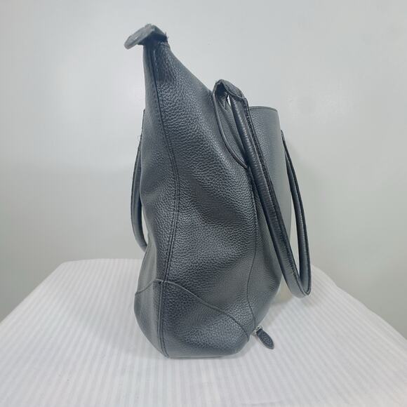 Lodis Siera Purse Genuine Black Leather Tote Bag, Luggage Pass-Through on Back - Picture 10 of 14